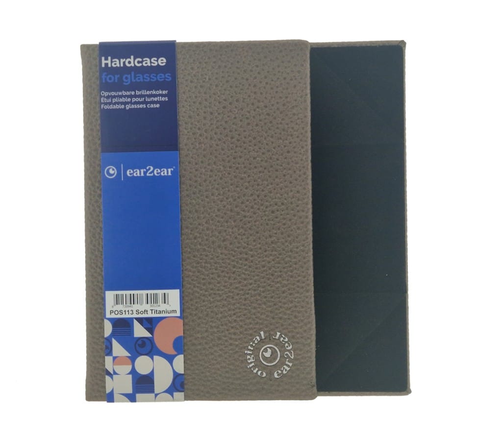 Ear2Ear opvouwbare brillenkoker Soft Titanium POS113